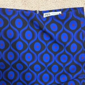 Zara Geometric Blue and Black Skirt